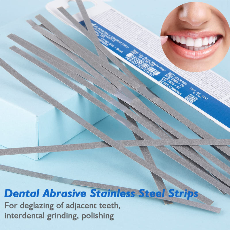Dental Stainless Steel Polishing Strips - Dental Abrasive Stainless Steel Strips Dental Tooth File 4MM Double Side Reusable Dental Care Tools（12pcs）