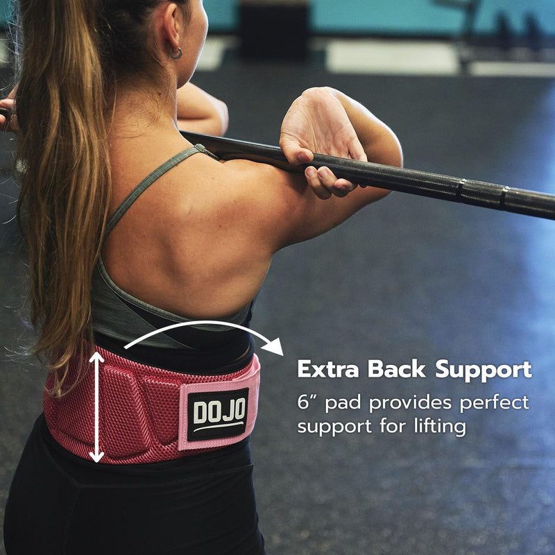 Dojo Pro-Locking Weightlifting Belt – Adjustable Neoprene Belt for Gym, Bodybuilding, Cross Training, Powerlifting – Premium Men & Women Back & Lumbar Support for Strength Training, Deadlift, Squat S Pink