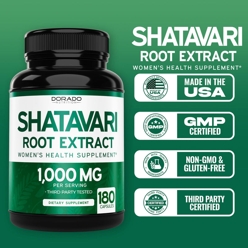 Organic Shatavari Capsules - 1,000mg Organic Shatavari Powder Per Serving (180 Capsules, 90 Day Supply) for Hormone Balance and Prolactin Production (Non-GMO, Gluten Free, Vegan Safe) - USA Made - BeesActive Australia