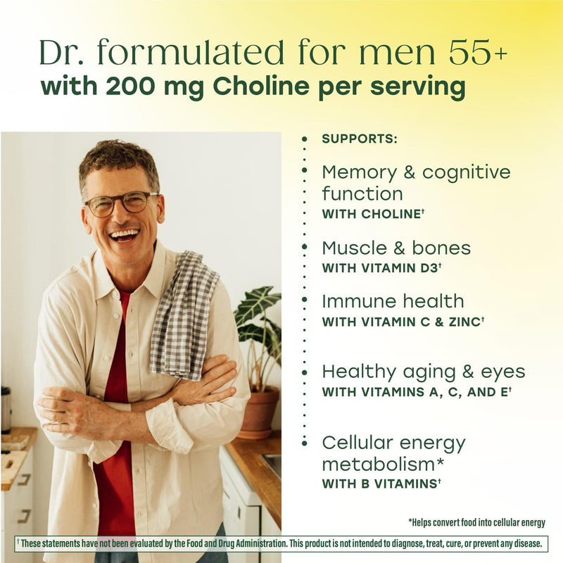 MegaFood Advanced Multivitamin for Men 55+ Doctor Formulated, 120 Tablets | For Healthy Aging, Immune Support, Bone and Brain Health, Choline, Methylated B12, Methylfolate, Vegetarian, 60 Servings 120 Count (Pack of 1)