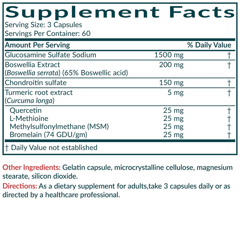 Futurebiotics Glucosamine Chondroitin Turmeric & MSM Advanced Joint Formula, Supports Healthy Joints & Mobility - Non-GMO, 180 Capsules 180 Count (Pack of 1)
