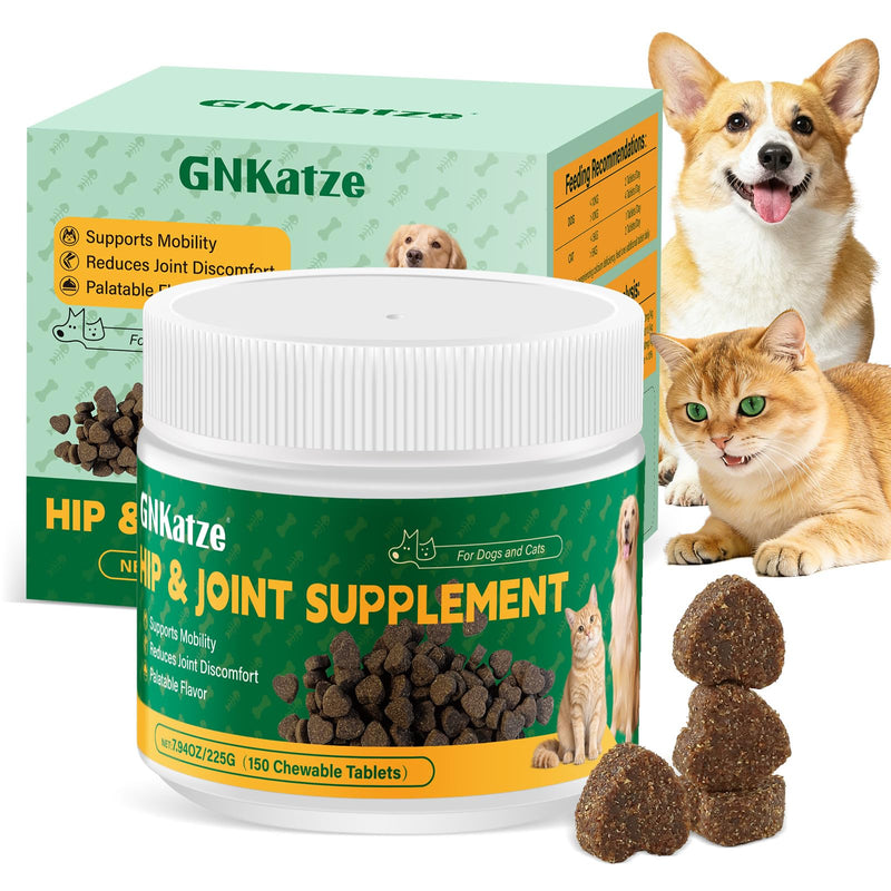 Hip & Joint Health Supplement for Dogs and Cats（150 Chews）,Contains Glucosamine, Plus Chondroitin and MSM, Supports Healthy Joints, For All Breeds and Sizes