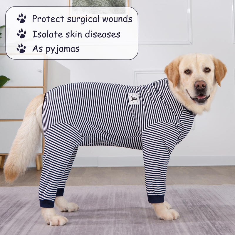 Axcimond dog bodysuit with legs for large and medium-sized dogs surgery body dog castration bitch male dog bodysuit after surgery with zip dog one-piece full body leak protection dog collar alternative 3XL navy blue - BeesActive Australia