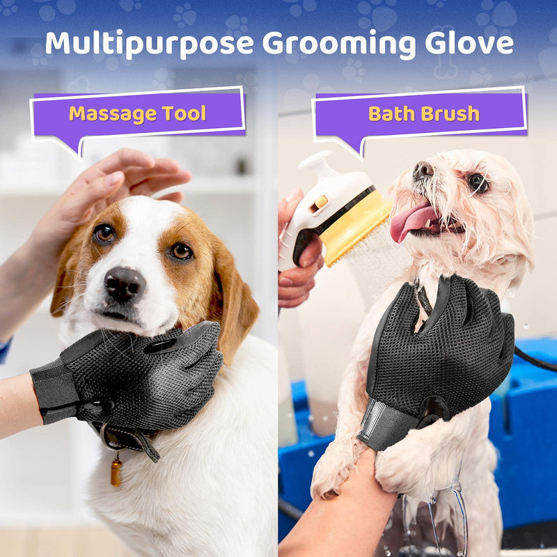 Pet Hair Remover Glove - Gentle Pet Grooming Glove Brush - Deshedding Glove - Massage Mitt with Enhanced Five Finger Design - Perfect for Dogs & Cats with Long & Short Fur - 1 Pack (Right-hand), Purpl