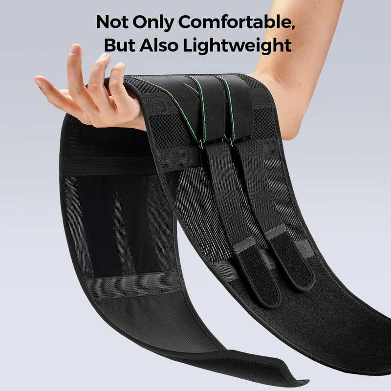 FREETOO Back Brace for Men Lower Back Pain with 7 Metal Stays, for Sciatica, Herniated Disc, Scoliosis and More Pain Relief! Breathable Back Support Belt for Women Work with Soft Pad, Lightweight L(Waist:39"-45") Black
