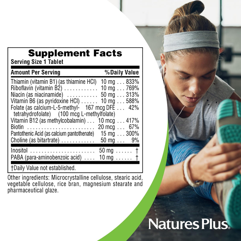 NaturesPlus B-Complex with Rice Bran - 90 Tablets - Vegetarian, Gluten Free - 90 Servings