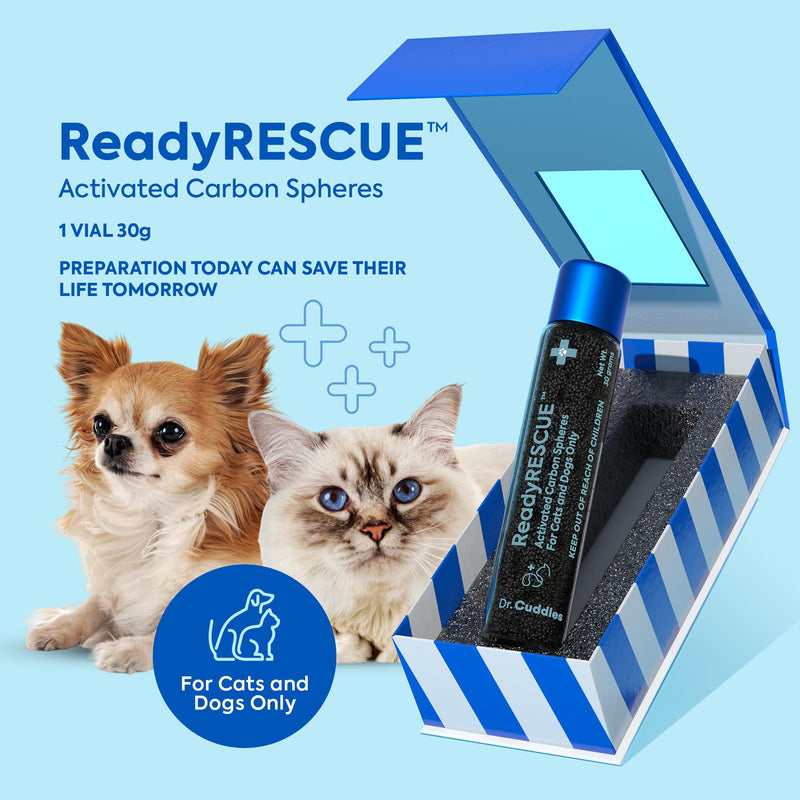 ReadyRESCUE Activated Charcoal microspheres for Dogs and Cats - Veterinary-Grade Pet First Aid Kit Essential - Fast Acting Emergency Poison Binder - Safe and Travel Ready - 30 g Pack of 1 1 Vial
