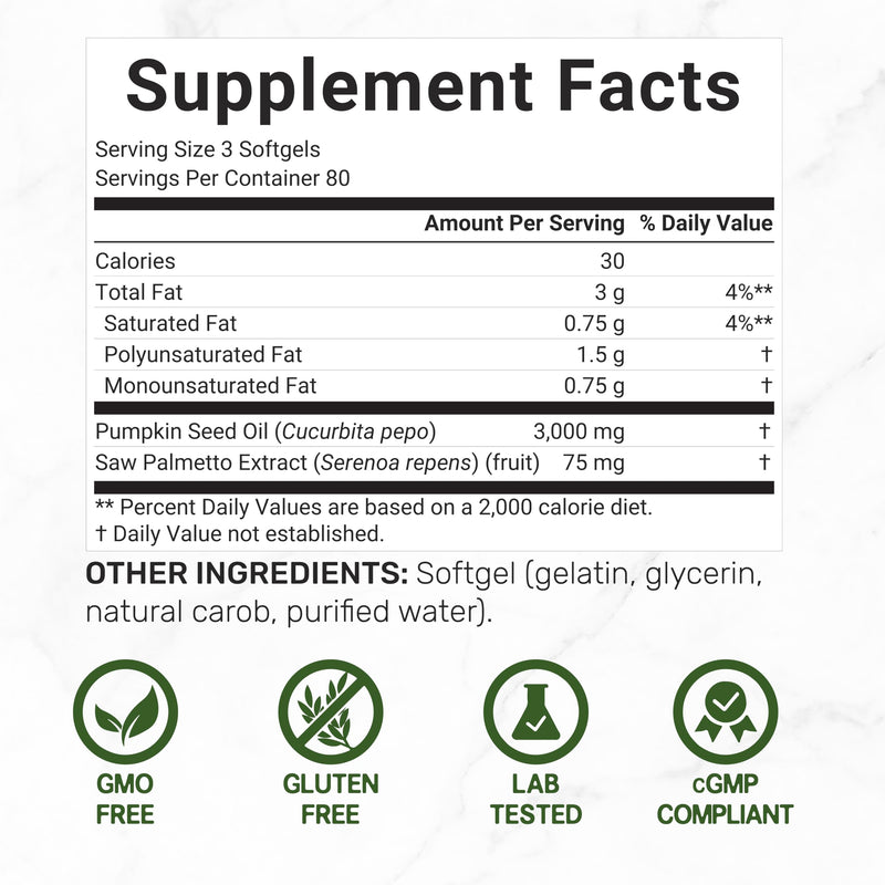 Pumpkin Seed Oil 3,000mg with Saw Palmetto, 240 Softgels ‚Äì Cold Pressed Extract with Virgin Oil ‚Äì Supports Prostate Health & Normal Urinary Frequency ‚Äì DHT Blocker for Hair Growth ‚Äì Non-GMO - BeesActive Australia
