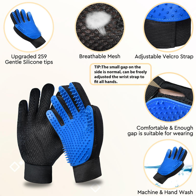 GJEASE Cat Grooming Glove Brush,Self-Cleaning Slicker Pet Brush for Short and Long Haired Pets,Dog Bath Brush for Shedding and Grooming,Removes Loose Hair and Tangles,Promote Circulation Round Flower-Blue - BeesActive Australia