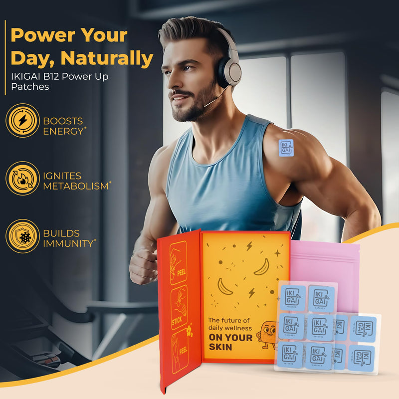 IKIGAI B12 Energy Transdermal Patch – Vitamin B12, B1 & Vitamin C Daily Skin Patch | 30 Peel & Stick Plant-Based Vitamin Patches for Men & Women | Pill-Free Supplement Alternative | External Use Only