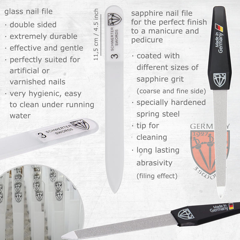 3 Swords Germany – manicure pedicure set kit (602) BLACK - GENUINE LEATHER - BeesActive Australia