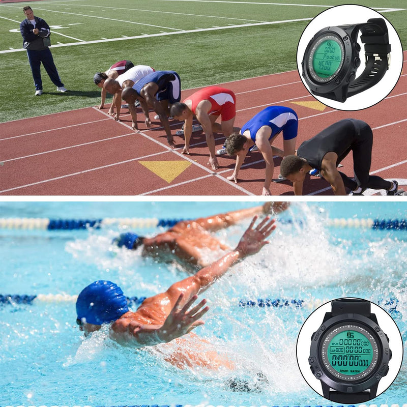 Men Digital Sports Watch with Finger Grip Whistle Waterproof Soccer Referee Watch with Stopwatch Backlight Alarm Date Dual Time On/Off Switch Coach Referee Timer - BeesActive Australia