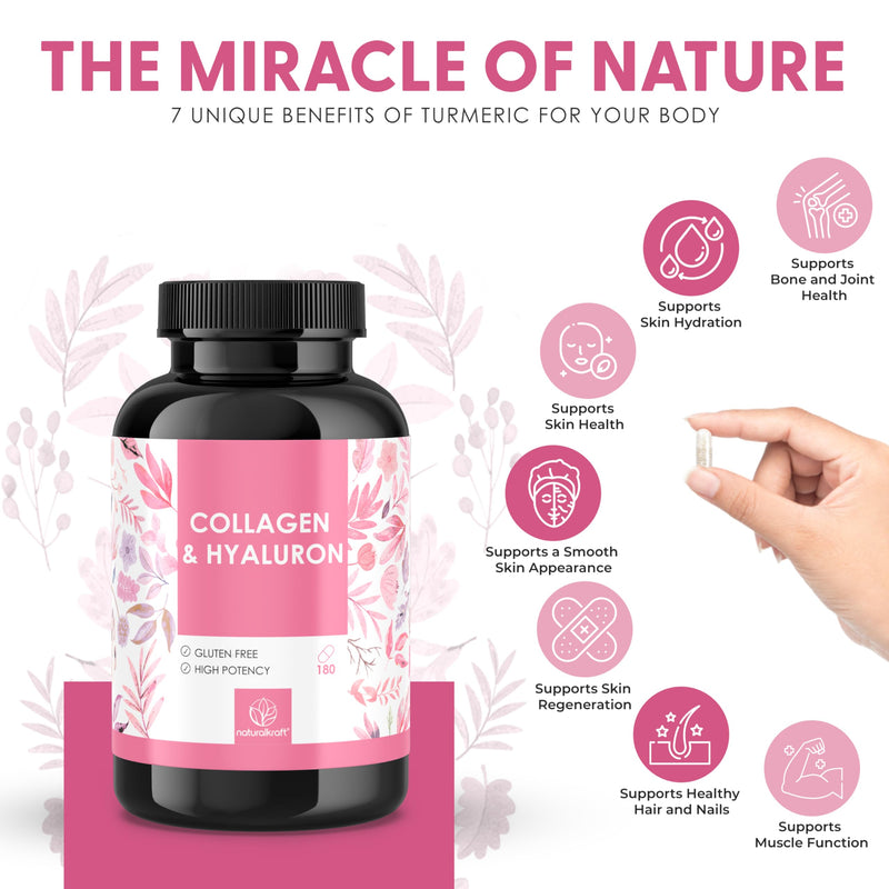 Collagen & Hyaluronic Acid Capsules – with Biotin, Zinc, Selenium, Vitamin C & Silicon – Highly Bioavailable – 180 Capsules (3 Month Supply) – Developed and Tested in Germany