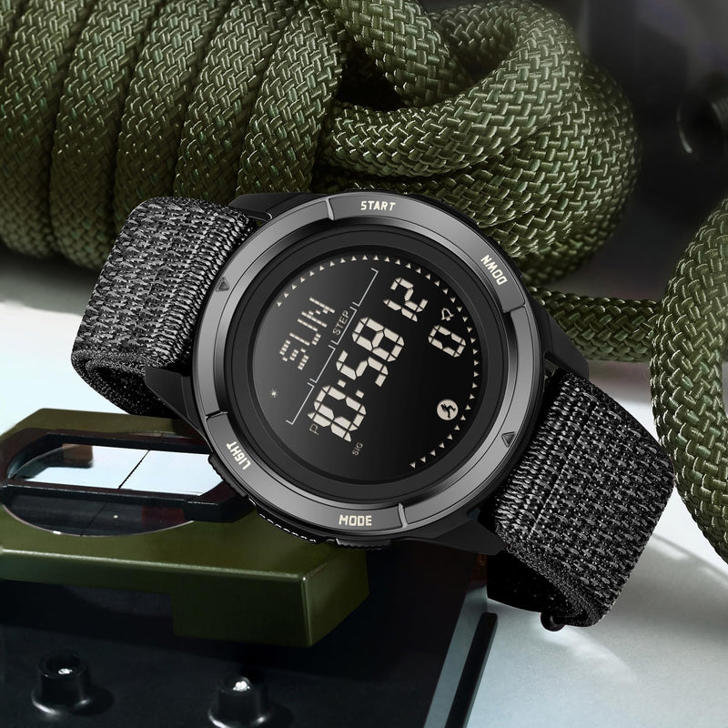 findtime Men's Digital Watch Pedometer Step Counter Watches Military Compass Waterproof Wrist Watch Tactical Sport Watch Calories Counter Pacer Running Wristwatch LED Light Stopwatch Countdown Black_2197 - BeesActive Australia