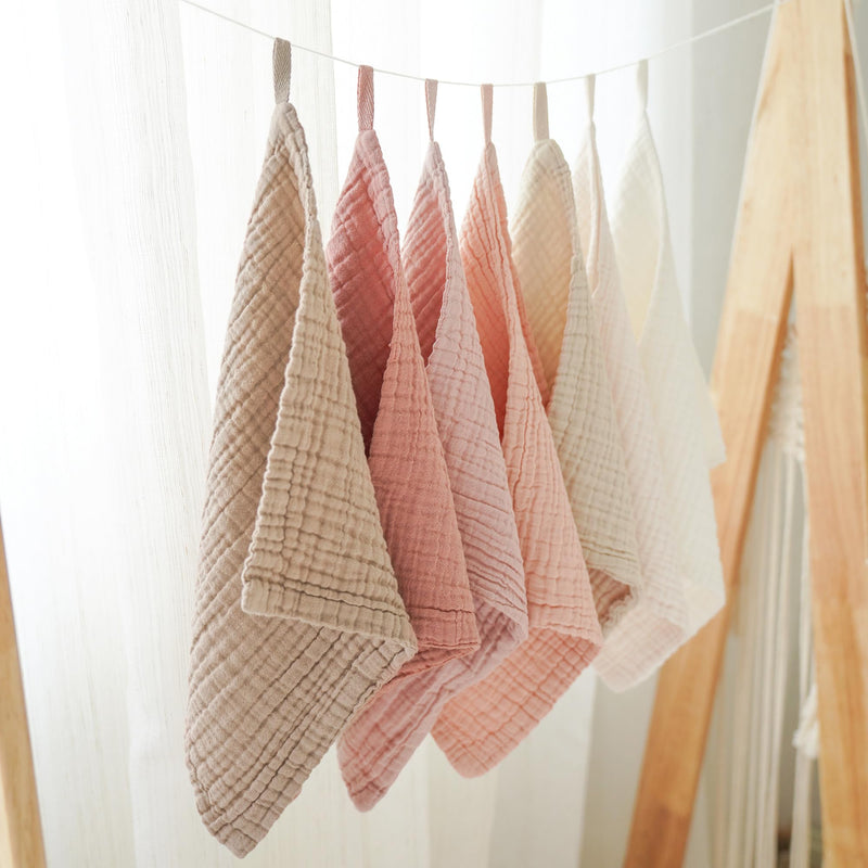 Konssy Baby Muslin Washcloths 7 Pack -100% Cotton Baby Bath Washcloths, Soft Baby Wash Cloths and Absorbent Burp Cloths for Newborn Kids Girls and Boys, 11x11 inches Pink - BeesActive Australia