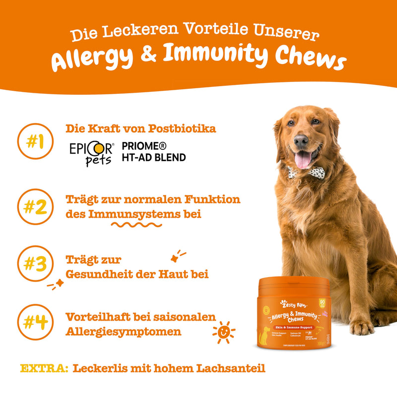 Zesty Paws Allergy & Immunity Chews | Nutritional supplements for dogs | For healthy body function | Rich in Salmon Oil Dogs & Omega 3 Oil for Dogs | 90 PCS - BeesActive Australia