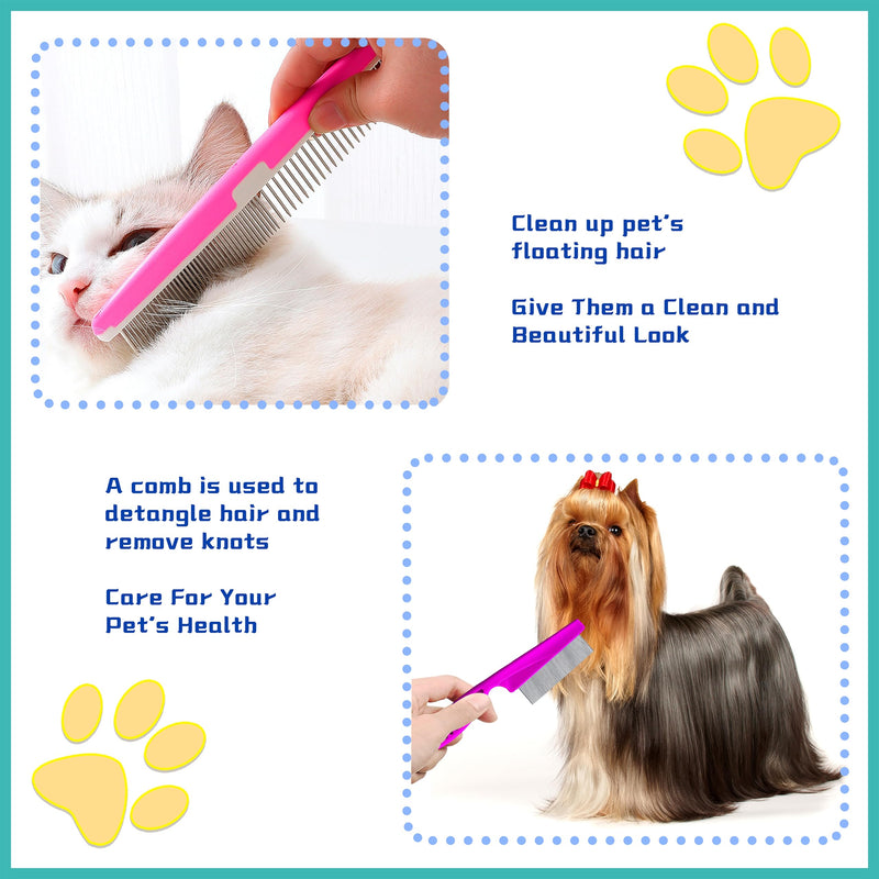 4 Pieces Dog Eye Combs Tear Stain Remover Combs Pet Grooming Comb,Flea Comb For Dogs And Cats Lice Comb,Used To Remove Knots Crust Mucus Floating Hair Tangle Dandruff And Fleas Lice Hair Stain rose red - BeesActive Australia