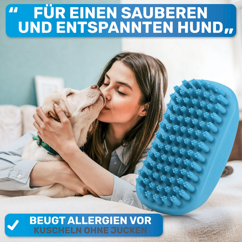 BluePet FellFein bath brush rubber curry comb for short-haired dogs and cats with massage effect - removes loose top hair, dust and dirt - ideal bath curry comb - BeesActive Australia
