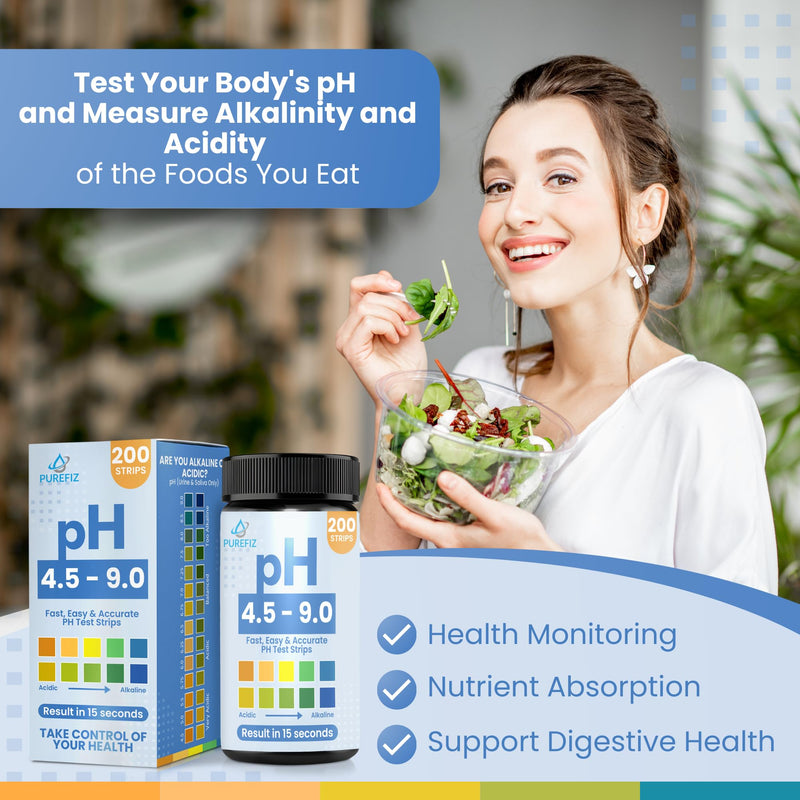 pH Test Strips for Urine & Saliva – 200 Easy-to-Use Strips for Fast, Accurate pH Testing at Home, Get Clear Acid-Alkaline Balance Results in Seconds, Perfect for Tracking Your Body's pH, 4.5-9.0 Range pH 4.5-9.0 (200 Pack) - BeesActive Australia