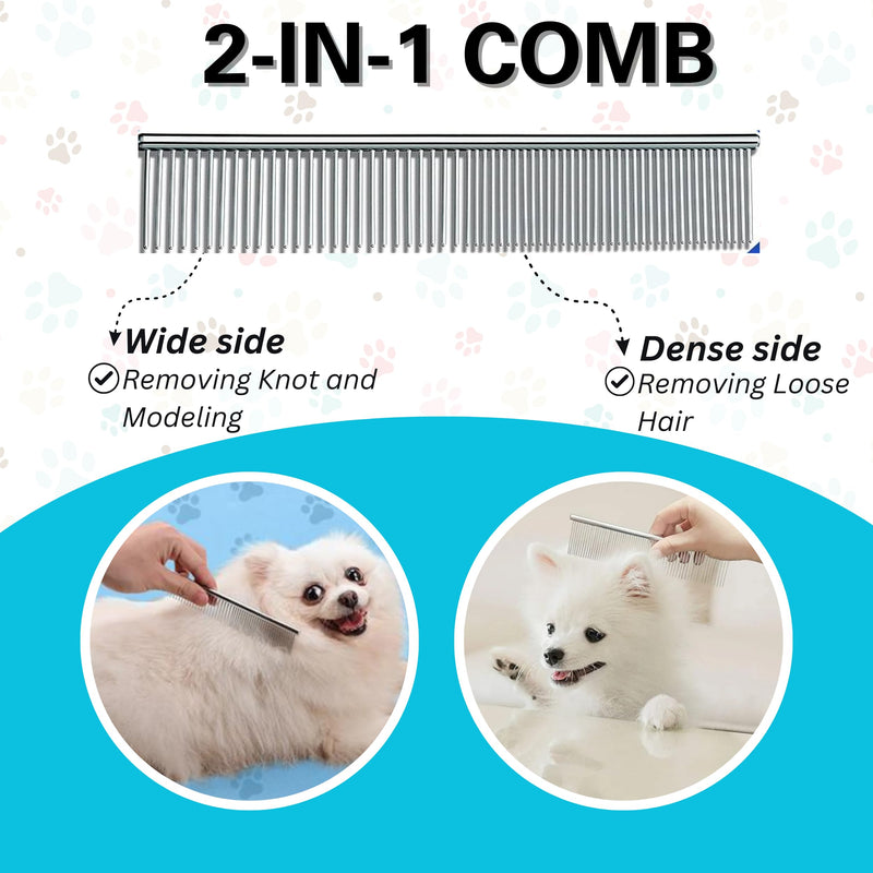 Candure Pet Friendly Dog Brush for Shedding & Effective Hair Removal Double-Sided Dematting Comb for Dogs & Cats Hair Brush for Shedding - Undercoat Rake for Dogs with Comb (Large, Blue) Large - BeesActive Australia