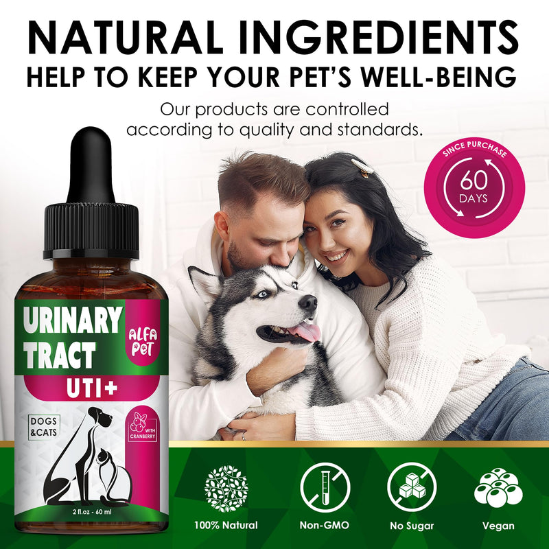 Сat Urinary Tract Infection Treatment with Cranberry – Dog UTI Treatment to Care for Bladder – Cat UTI Treatment for Kidneys – Preventive Support for Renal Health in Drops – 2 Oz - BeesActive Australia