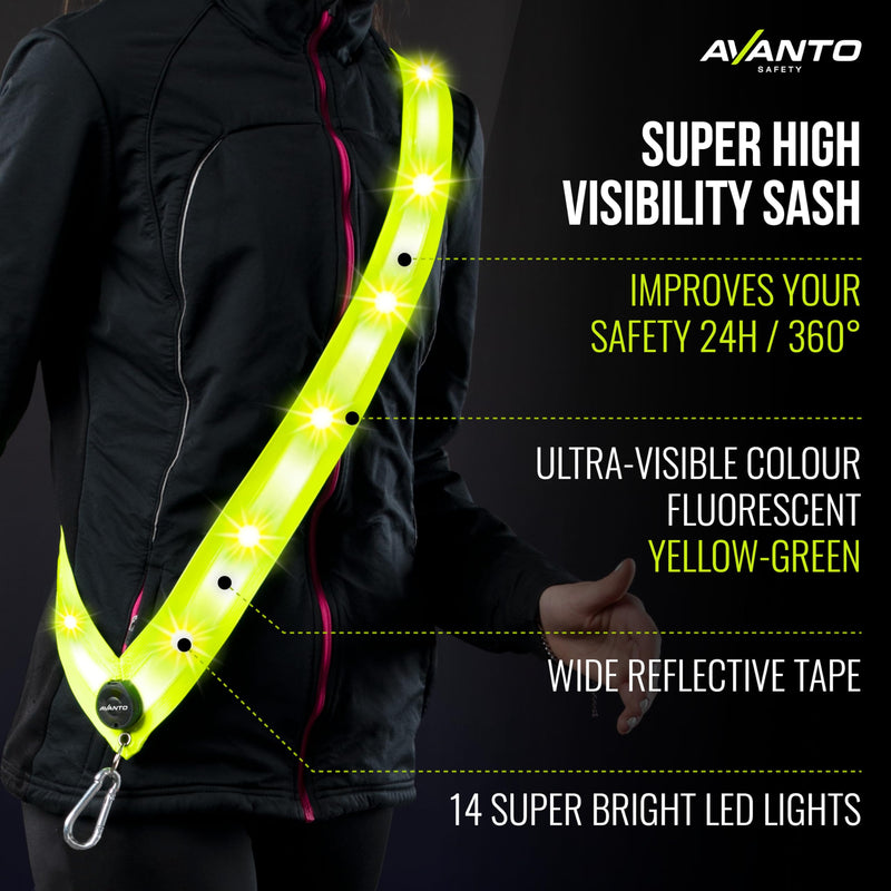 AVANTO LED Reflective Sash,Original, Running Lights for Runners,USB Rechargeable