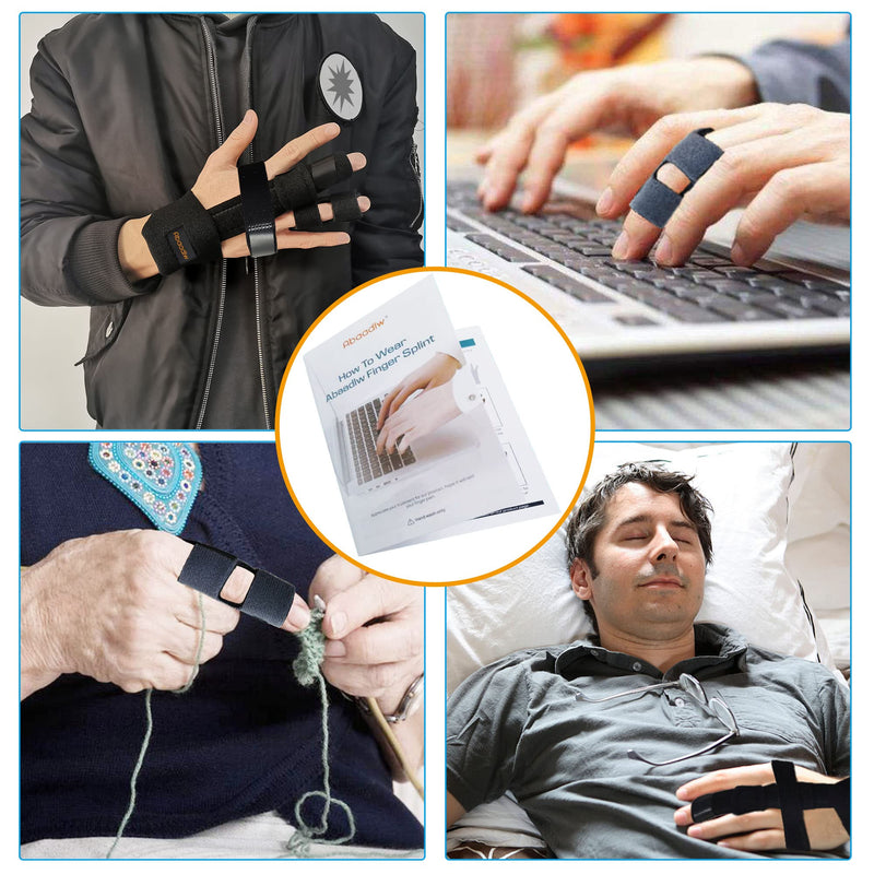 Trigger Finger Splint 2 Pcs, Adjustable Index Finger Splint, Finger Splint Middle Finger, Ring Finger Splint, Pinky Finger Splint,Hand Brace Black-B1-2 M