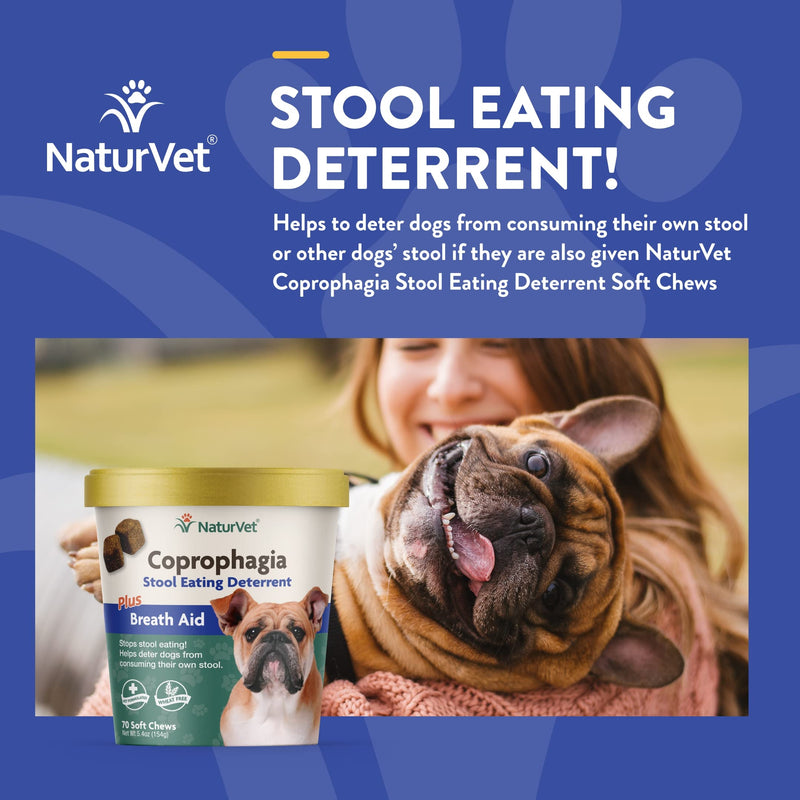 NaturVet – Coprophagia Stool Eating Deterrent Plus Breath Aid – 70 Soft Chews & No Scoot for Dogs - 60 Soft Chews - Supports Healthy Anal Gland & Bowel Function