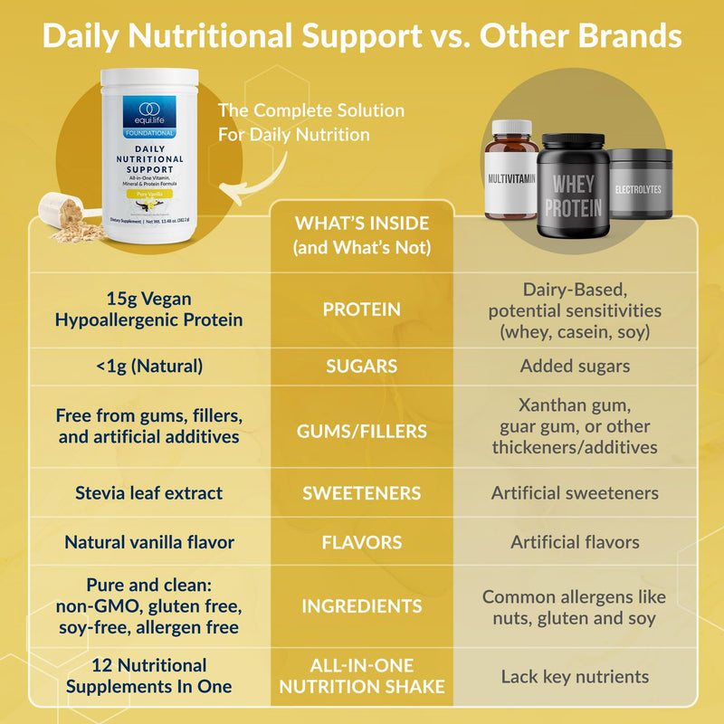 Equilife Daily Nutritional Support Multivitamin, Vanilla, 14 Servings | All-in-One Vitamin, Mineral & Protein Powder | 15G Plant Protein | Supports Energy, Digestion & Detoxification | Gluten Free Pure Vanilla - Bottle 13.48 Ounce (Pack of 1)