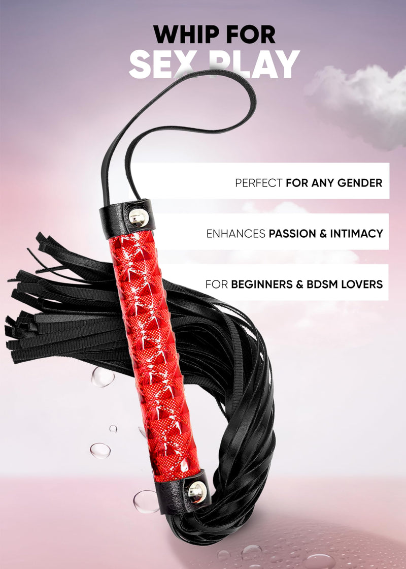 Whip Red Riding Whip 15.5" Black Whip Crop Riding Whip Short Whip for Couples Faux Leather Whip - BeesActive Australia