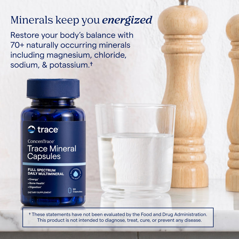 ConcenTrace Trace Mineral Capsules, 90-Count Electrolyte Support | Ionic trace mineral complex, Seawater-sourced minerals , Hydration and muscle recovery, No added fillers, 1-3 capsules daily