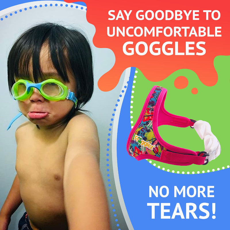 Frogglez Anti-Fog Swimming Goggles for Kids under 10 (Ages 3-10) Recommended by Swim Instructors; Premium Pain-Free Strap Blue - BeesActive Australia