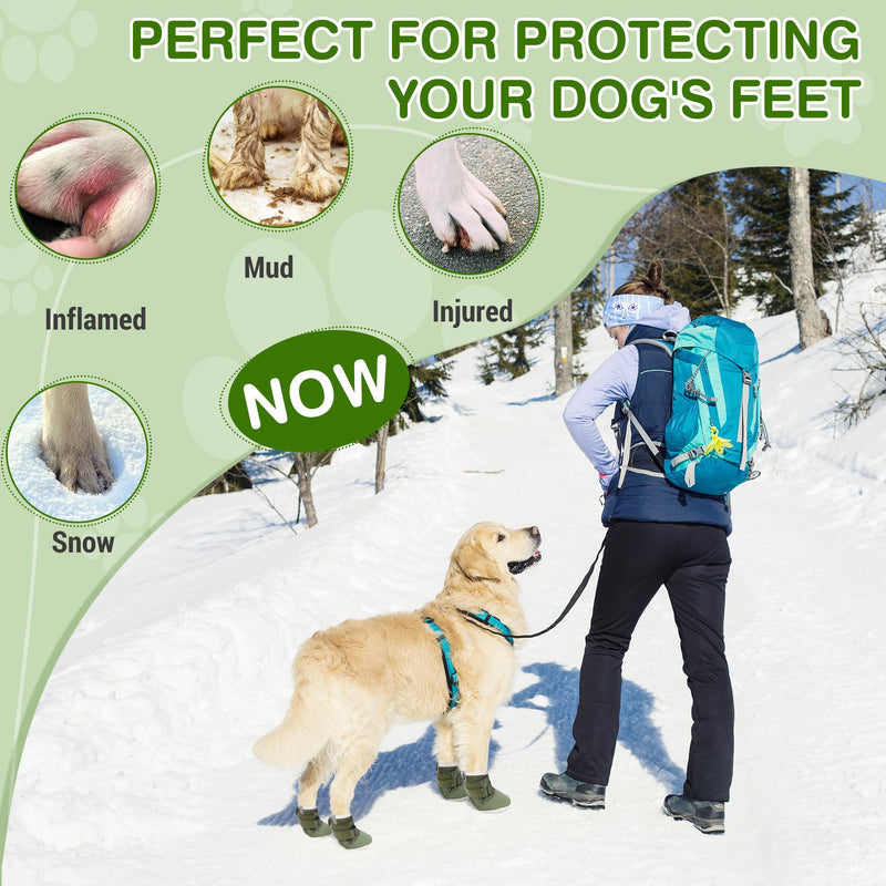 DcOaGt Dog Shoes for Large Dogs, Mesh Breathable Dog Boots & Paw Protectors for Hot Pavement Summer Winter Snow, 360° Anti-Slip Dog Booties for Hiking/Walking,Military Green 4PCS(Size 6) Military Green-Mesh Size 6:Width 2.37-2.67 inch(Pack of 4) - BeesActive Australia