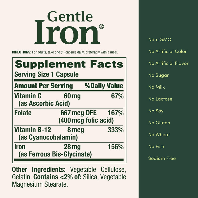 Nature's Bounty Gentle Iron 28 mg Capsules, 90 Count 90 Count (Pack of 1)