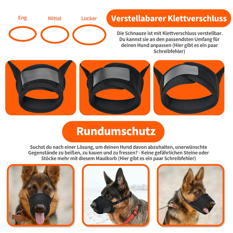 AMATHINGS dog muzzle size: XL, black, nylon, adjustable, breathable, bite protection, prevents chewing and barking, drinking possible - BeesActive Australia
