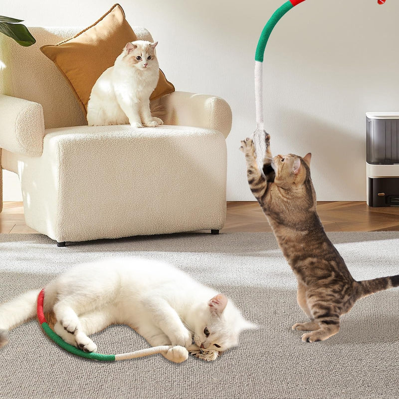 Christmas Cat Catnip Toys, Cotton Rope Cat Toys, Dental Chew Toys for Indoor Cats, Teeth Cleaning Toys for Kitten, Anxiety Relieving Catnip Toy for Cats (26.38 inches) 26.38 inches - BeesActive Australia