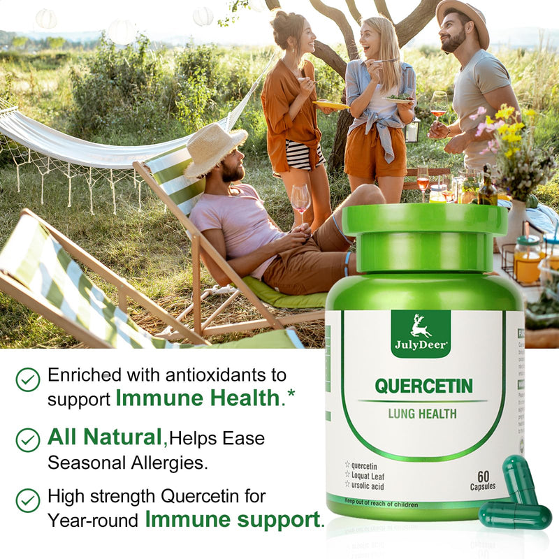 JulyDeer Quercetin 400 mg, Loquat Leaf Extract, Ursolic Acid 60 Capsules | Healthy Immune Support Supplements, High Bioavailable Flavonoids, Natural Antioxidant – Non-GMO, No Gluten 1 Btl 60 Capsules
