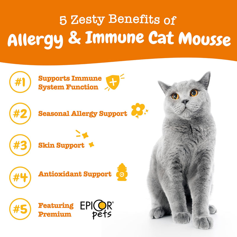 Zesty Paws Allergy & Immune Mousse for Cats - Cat Puree Tube Treats - Lickable Cat Treats Squeeze up for Immunity, Skin Health & Antioxidant Support - Chicken 14ct - PawsPlanet Australia