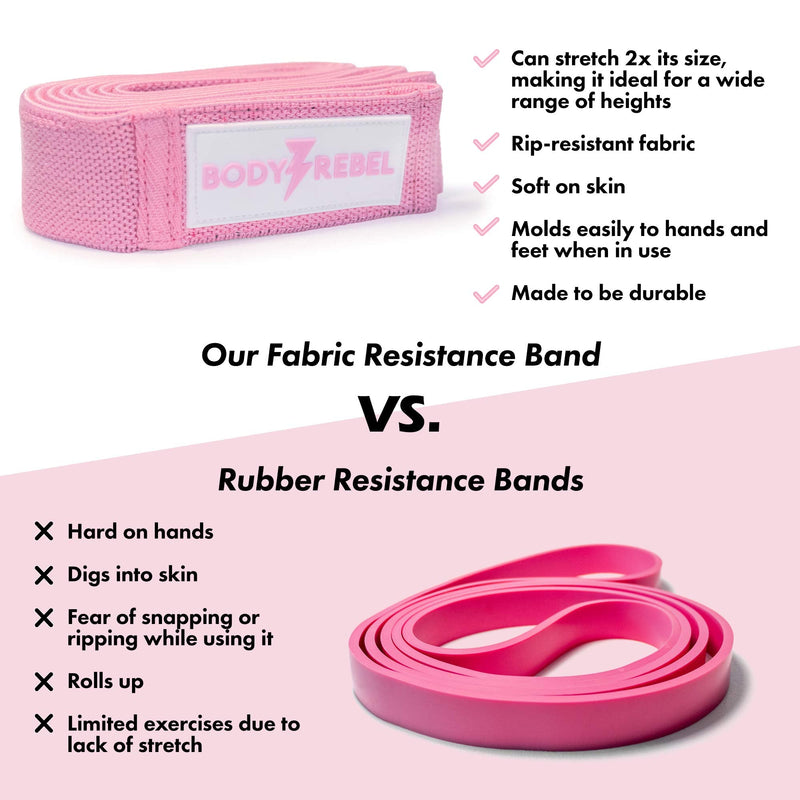 Long Resistance Band | Pink Medium Resistance Fabric Exercise Band Ideal for Strength Training, Stretching, Home Workouts, & Gym Workout - BeesActive Australia