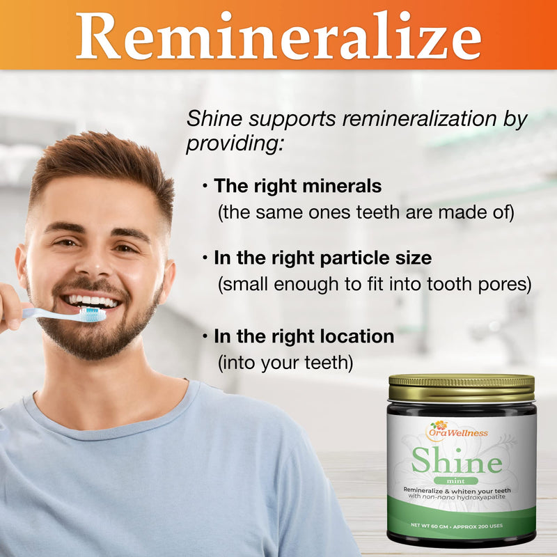 Shine Remineralizing Tooth Powder with Hydroxyapatite, Natural Teeth Whitening Powder, Tooth Stain Remover and Polisher, Fresh Mint - BeesActive Australia