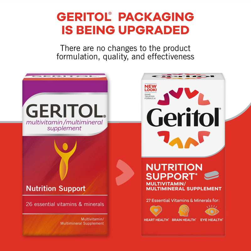 Geritol Multivitamin Supplement, 27 Essential Vitamins & Minerals, 100 Tabs | Daily support for adults, multivitamin tablets with 27 essential vitamins and minerals, gluten-free, non-GMO 100 Count (Pack of 1)