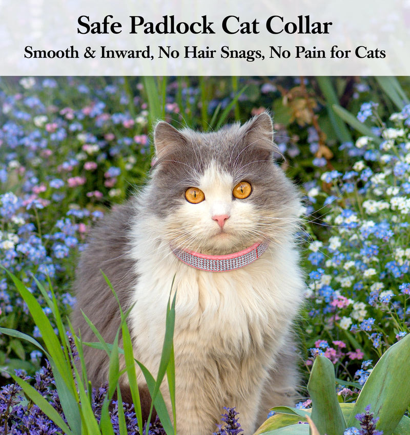 Rhinestones Cat Collar, Rhinestones Cat Dog Collar Soft Safe Adjustable Collar Bling Diamante with Bells, for Small Dogs and Cats - BeesActive Australia
