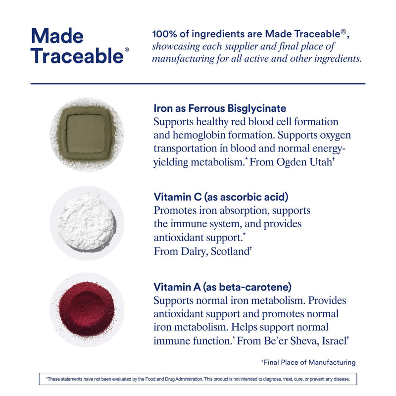Ritual Iron Supplement to Support Low Iron Levels 60 mg | 48-hour Dosing Routine with BioSeries‚Ñ¢ Technology plus Vitamin A and C. Designed for Optimal Absorption and Minimal GI Discomfort* 15 Servings - BeesActive Australia