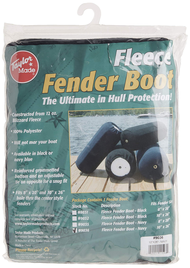 Taylor Made Products Fleece Boat Fender Cover for Center Rope Tube Style Fenders (10" x 26") Navy