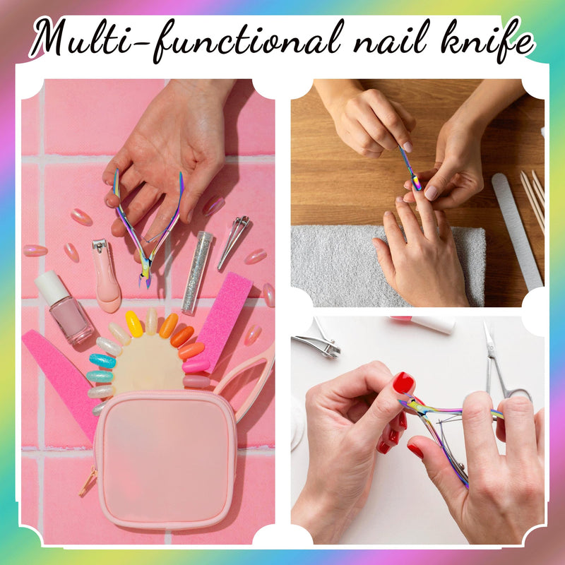 10 Pcs Cuticle Trimmer with Pusher,Stainless Steel, Nail Edge Cutter Clippers Dead Skin Trimmer Pointed Pedicure Manicure Nipper Remover Care Tools Bulk for Fingernails Toenails(Rainbow) - BeesActive Australia