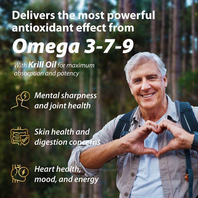 Omega 379 with Krill - Combines EPA, DHA, Omega-7, and Omega-9 - Includes Krill Oil for Max Absorption