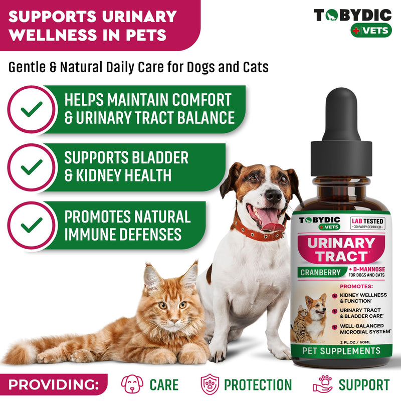 Cat & Dog UTI Treatment & Urinary Tract Infection Remedy with Cranberry & D-Mannose - Feline Natural Medicine for UTI Relief - Kidney + Bladder Support Supplement - Pet Renal Health 1 Pack (60 ml)