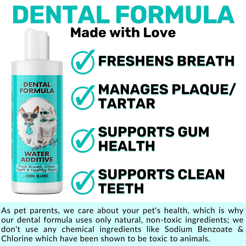 NutriPaw Dental Formula Water Additive For Dogs & Cats - Clean Teeth, Healthy Gums & Fresh Breath - Manage Plaque & Tartar Build-Up - Fuss-Free - No Brushing Needed - Cat/Dog Mouthwash & Oral Health Single Pack