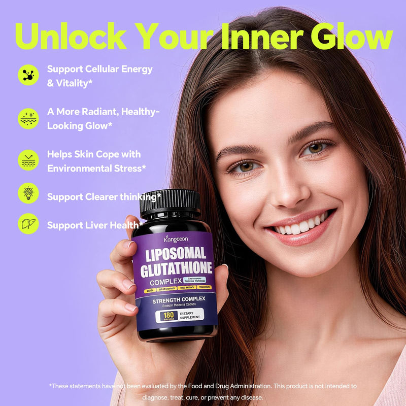 Liposomal Glutathione Supplement 1200mg Plus - with NAC, Milk Thistle, R-Lipoic Acid & Vitamin C, Built-in Regeneration System for Liver, Skin & Cellular Health, Non-GMO, 180 Capsules