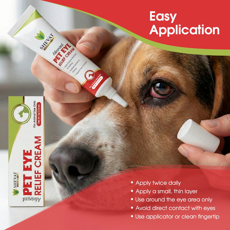 SHEVAT VITAMINS Pet Eye Relief Cream – Soothes Irritation & Moisturizes Dry Eyes – Dog Eye Cream, Cat Eye Ointment, and Pet Eye Care for Dogs, Cats & Horses – 7g Tube